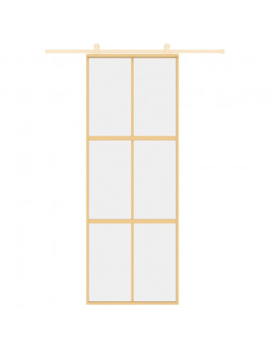 Porta Scorrevole Dorata 76x205 Vetro Trasparente ESG Alluminio