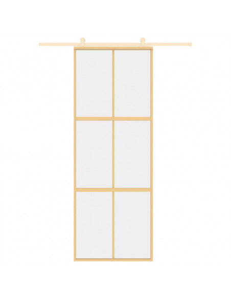 Porta Scorrevole Dorata 76x205 Vetro Trasparente ESG Alluminio