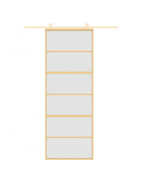 Porta Scorrevole Dorata 76x205 Vetro Smerigliato ESG Alluminio