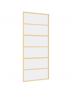Porta Scorrevole Dorata 90x205 Vetro Trasparente ESG Alluminio 2