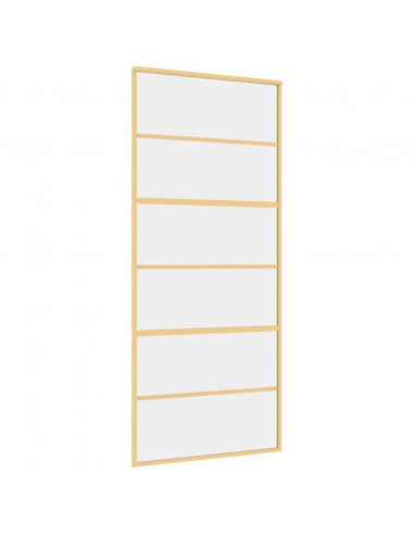 Porta Scorrevole Dorata 90x205 Vetro Trasparente ESG Alluminio