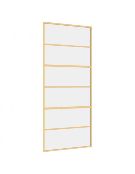 Porta Scorrevole Dorata 90x205 Vetro Trasparente ESG Alluminio