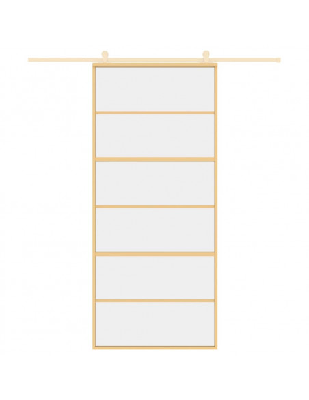 Porta Scorrevole Dorata 90x205 Vetro Trasparente ESG Alluminio