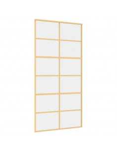 Porta Scorrevole Oro 102,5x205 Vetro Trasparente ESG Alluminio 2