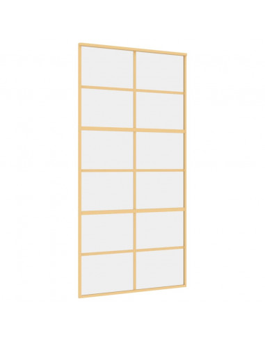 Porta Scorrevole Oro 102,5x205 Vetro Trasparente ESG Alluminio