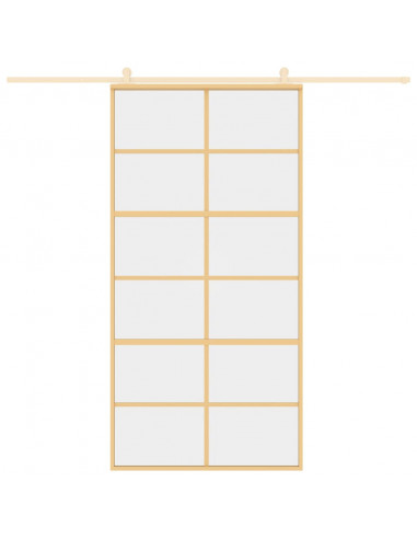 Porta Scorrevole Oro 102,5x205 Vetro Trasparente ESG Alluminio