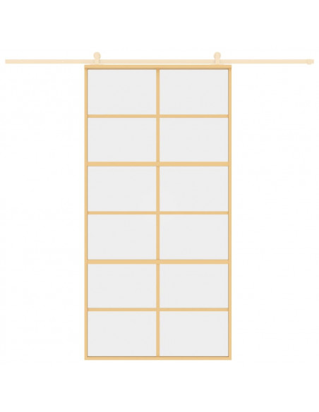 Porta Scorrevole Oro 102,5x205 Vetro Trasparente ESG Alluminio