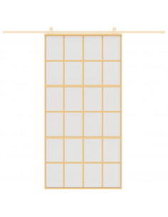 Porta Scorrevole Oro 102,5x205 Vetro Smerigliato ESG Alluminio 2