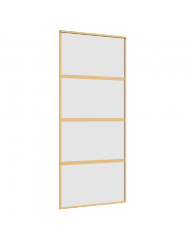 Porta Scorrevole Dorata 90x205 Vetro Smerigliato ESG Alluminio