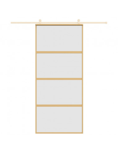 Porta Scorrevole Dorata 90x205 Vetro Smerigliato ESG Alluminio