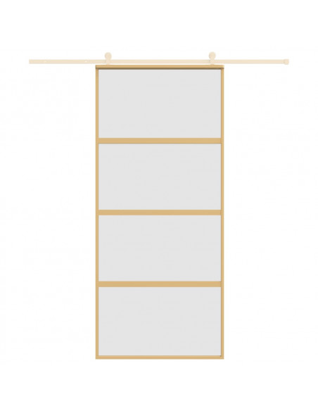 Porta Scorrevole Dorata 90x205 Vetro Smerigliato ESG Alluminio
