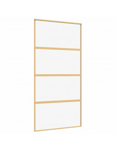 Porta Scorrevole Oro 102,5x205 Vetro Trasparente ESG Alluminio 2