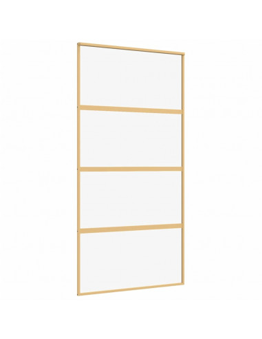 Porta Scorrevole Oro 102,5x205 Vetro Trasparente ESG Alluminio