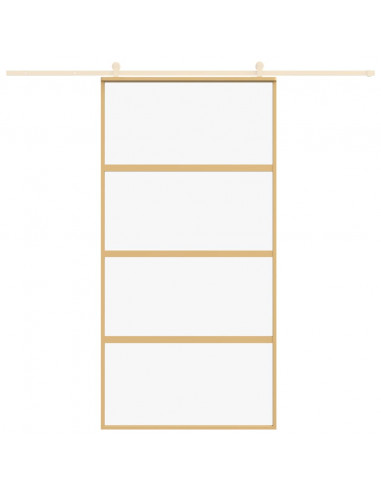 Porta Scorrevole Oro 102,5x205 Vetro Trasparente ESG Alluminio