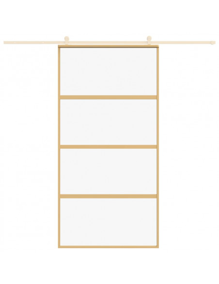 Porta Scorrevole Oro 102,5x205 Vetro Trasparente ESG Alluminio