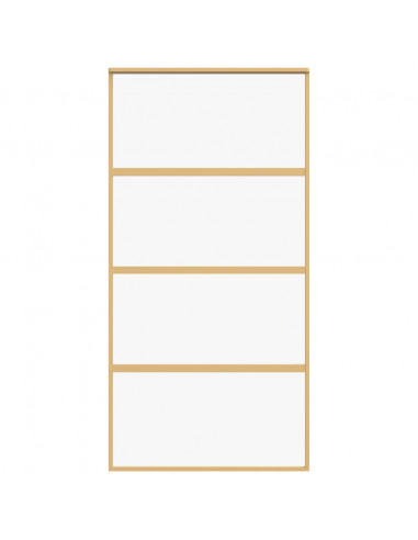 Porta Scorrevole Oro 102,5x205 Vetro Trasparente ESG Alluminio