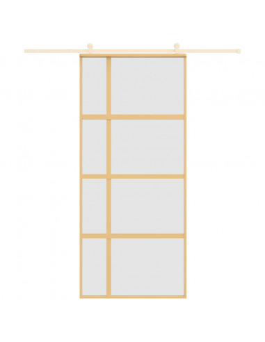 Porta Scorrevole Dorata 90x205 Vetro Smerigliato ESG Alluminio