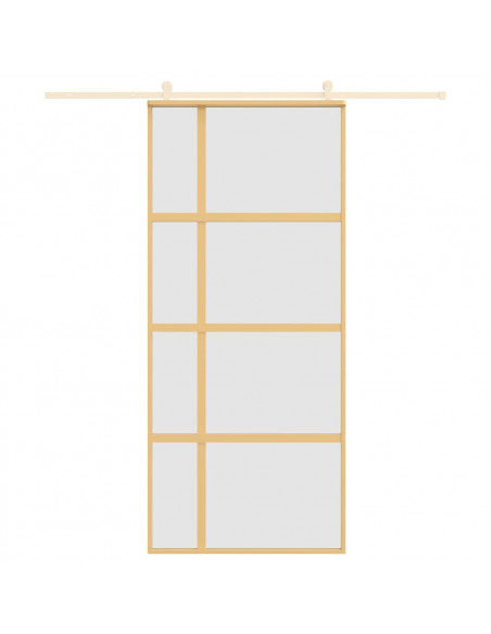 Porta Scorrevole Dorata 90x205 Vetro Smerigliato ESG Alluminio
