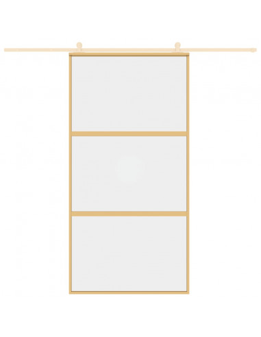 Porta Scorrevole Oro 102,5x205 Vetro Trasparente ESG Alluminio