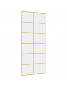 Porta Scorrevole Dorata 90x205 Vetro Trasparente ESG Alluminio 2