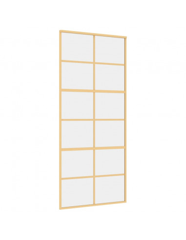 Porta Scorrevole Dorata 90x205 Vetro Trasparente ESG Alluminio