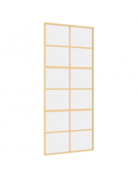 Porta Scorrevole Dorata 90x205 Vetro Trasparente ESG Alluminio