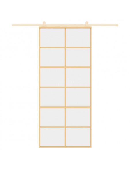 Porta Scorrevole Dorata 90x205 Vetro Trasparente ESG Alluminio