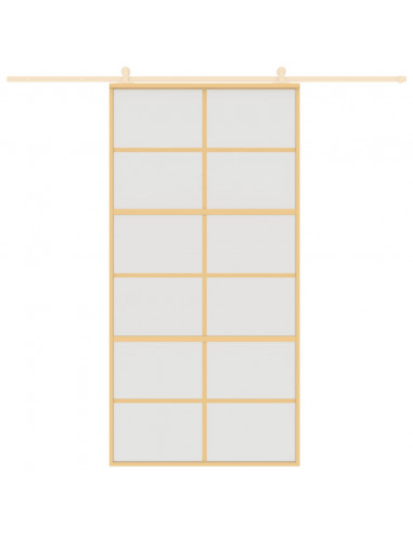 Porta Scorrevole Oro 102,5x205 Vetro Smerigliato ESG Alluminio