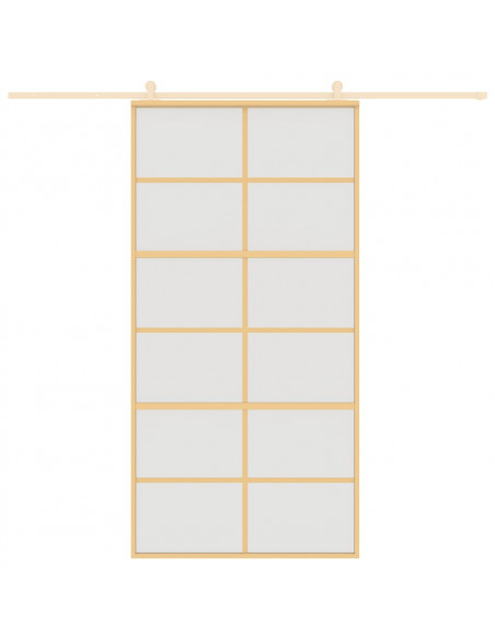 Porta Scorrevole Oro 102,5x205 Vetro Smerigliato ESG Alluminio