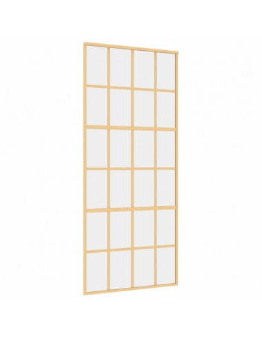 Porta Scorrevole Dorata 90x205 Vetro Trasparente ESG Alluminio