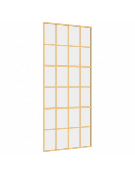 Porta Scorrevole Dorata 90x205 Vetro Trasparente ESG Alluminio