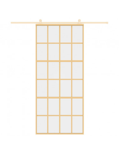 Porta Scorrevole Dorata 90x205 Vetro Trasparente ESG Alluminio