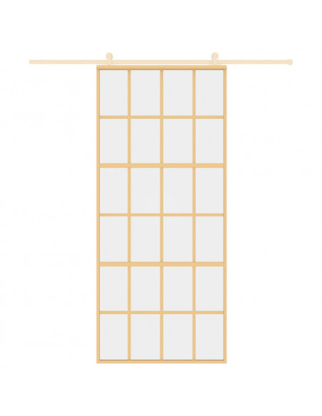 Porta Scorrevole Dorata 90x205 Vetro Trasparente ESG Alluminio