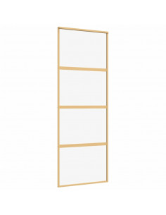 Porta Scorrevole Dorata 76x205 Vetro Trasparente ESG Alluminio 2