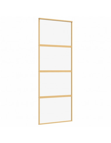 Porta Scorrevole Dorata 76x205 Vetro Trasparente ESG Alluminio