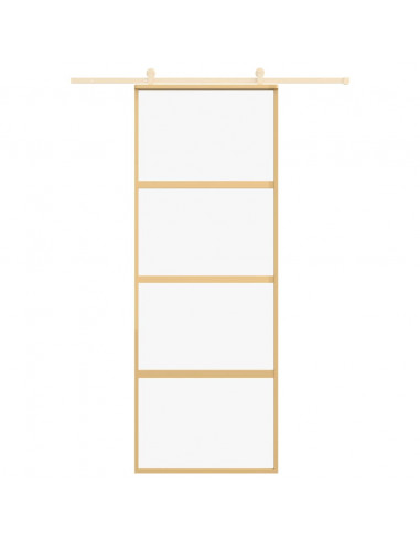 Porta Scorrevole Dorata 76x205 Vetro Trasparente ESG Alluminio