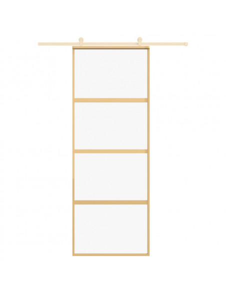 Porta Scorrevole Dorata 76x205 Vetro Trasparente ESG Alluminio