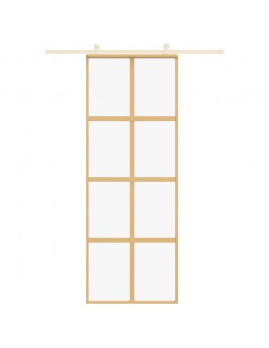 Porta Scorrevole Dorata 76x205 Vetro Trasparente ESG Alluminio