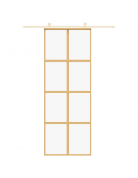 Porta Scorrevole Dorata 76x205 Vetro Trasparente ESG Alluminio