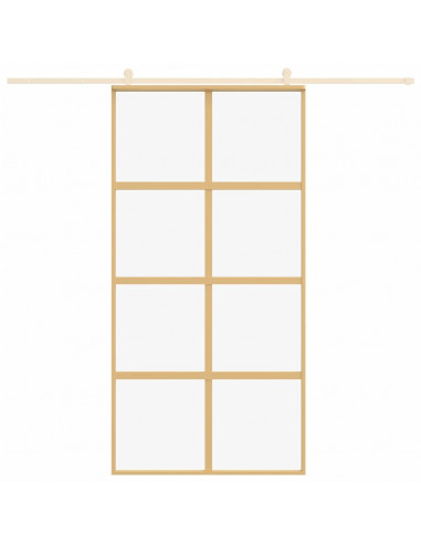 Porta Scorrevole Oro 102,5x205 Vetro Trasparente ESG Alluminio