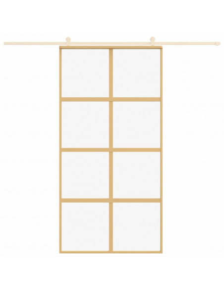 Porta Scorrevole Oro 102,5x205 Vetro Trasparente ESG Alluminio