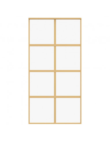 Porta Scorrevole Oro 102,5x205 Vetro Trasparente ESG Alluminio