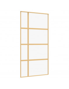 Porta Scorrevole Oro 102,5x205 Vetro Trasparente ESG Alluminio 2