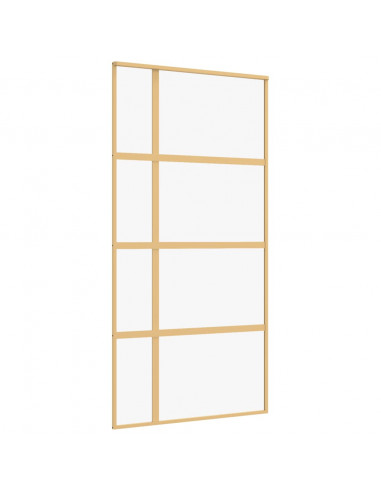 Porta Scorrevole Oro 102,5x205 Vetro Trasparente ESG Alluminio