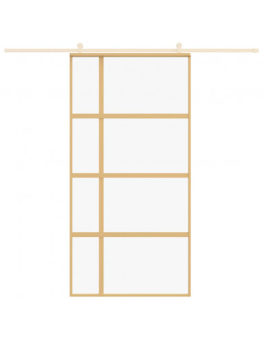 Porta Scorrevole Oro 102,5x205 Vetro Trasparente ESG Alluminio