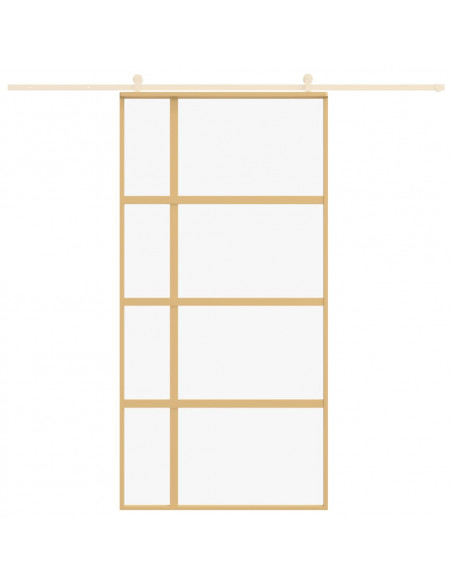 Porta Scorrevole Oro 102,5x205 Vetro Trasparente ESG Alluminio