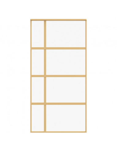 Porta Scorrevole Oro 102,5x205 Vetro Trasparente ESG Alluminio