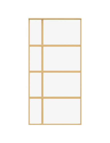 Porta Scorrevole Oro 102,5x205 Vetro Trasparente ESG Alluminio