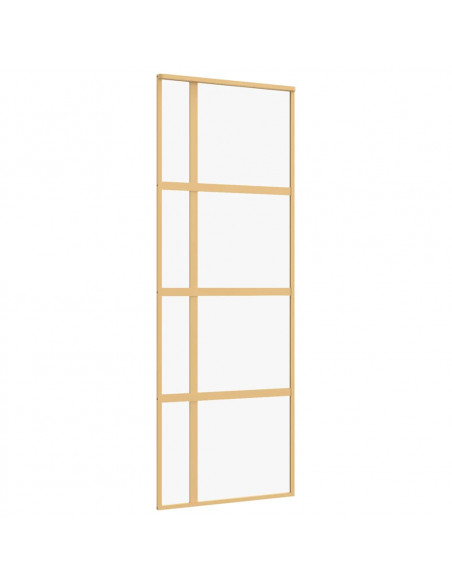Porta Scorrevole Dorata 76x205 Vetro Trasparente ESG Alluminio