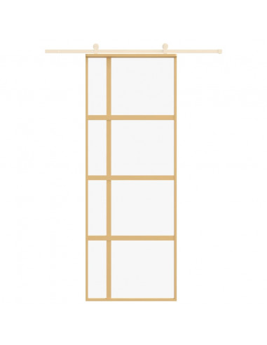 Porta Scorrevole Dorata 76x205 Vetro Trasparente ESG Alluminio